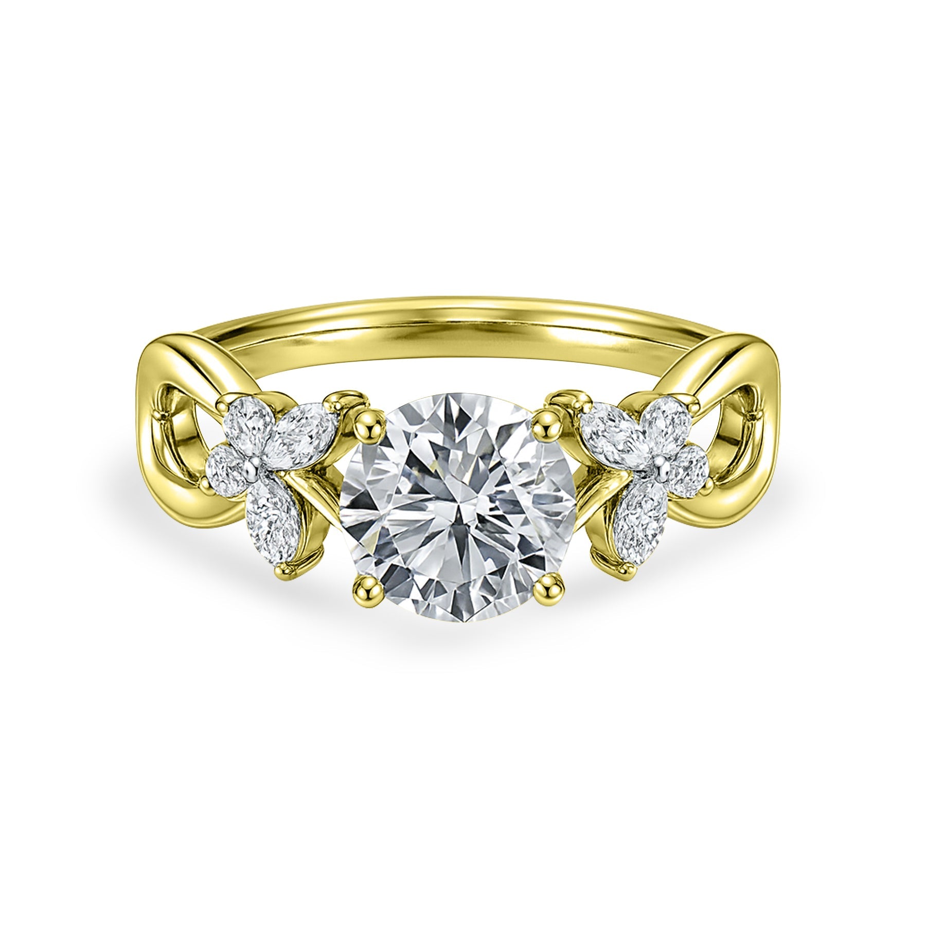 Certified 1.15 Ct Round Lab Diamond  Floral Butterfly Engagement Ring