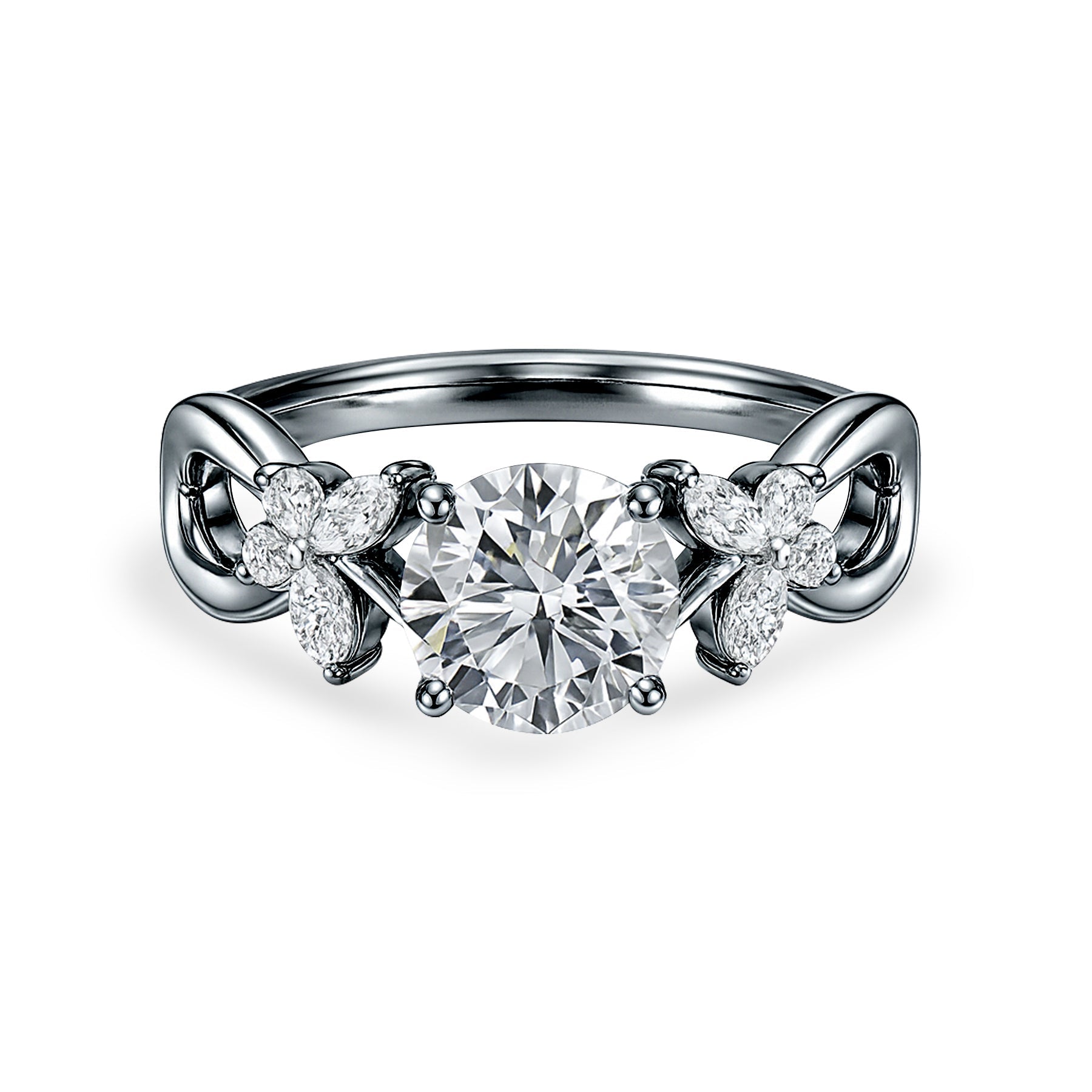 Certified 1.15 Ct Round Lab Diamond  Floral Butterfly Engagement Ring