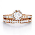 Certified  1.15 Ct Round Lab Diamond Halo Bridal Set