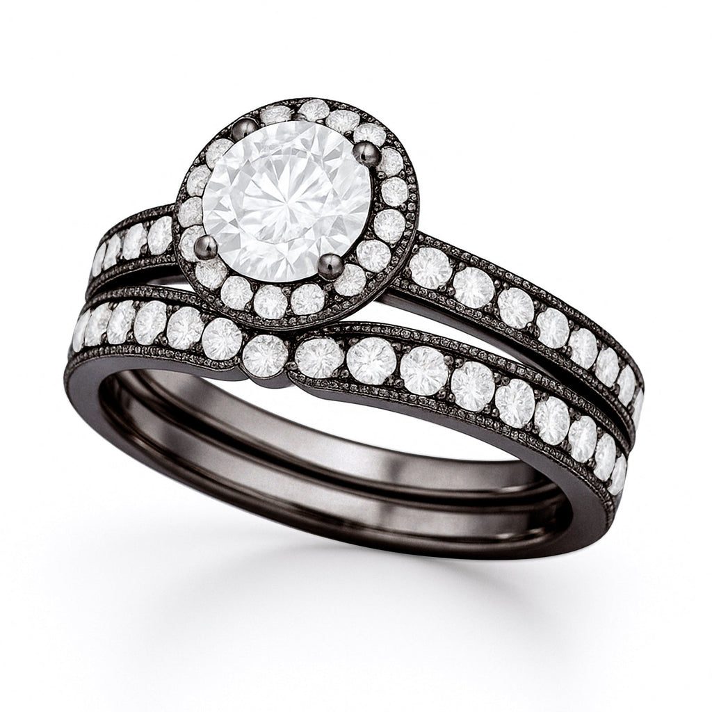 Certified  1.15 Ct Round Lab Diamond Halo Bridal Set