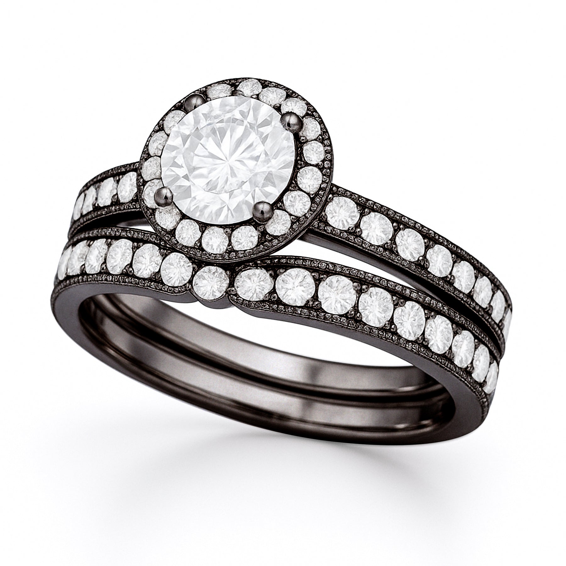 Certified  1.15 Ct Round Lab Diamond Halo Bridal Set