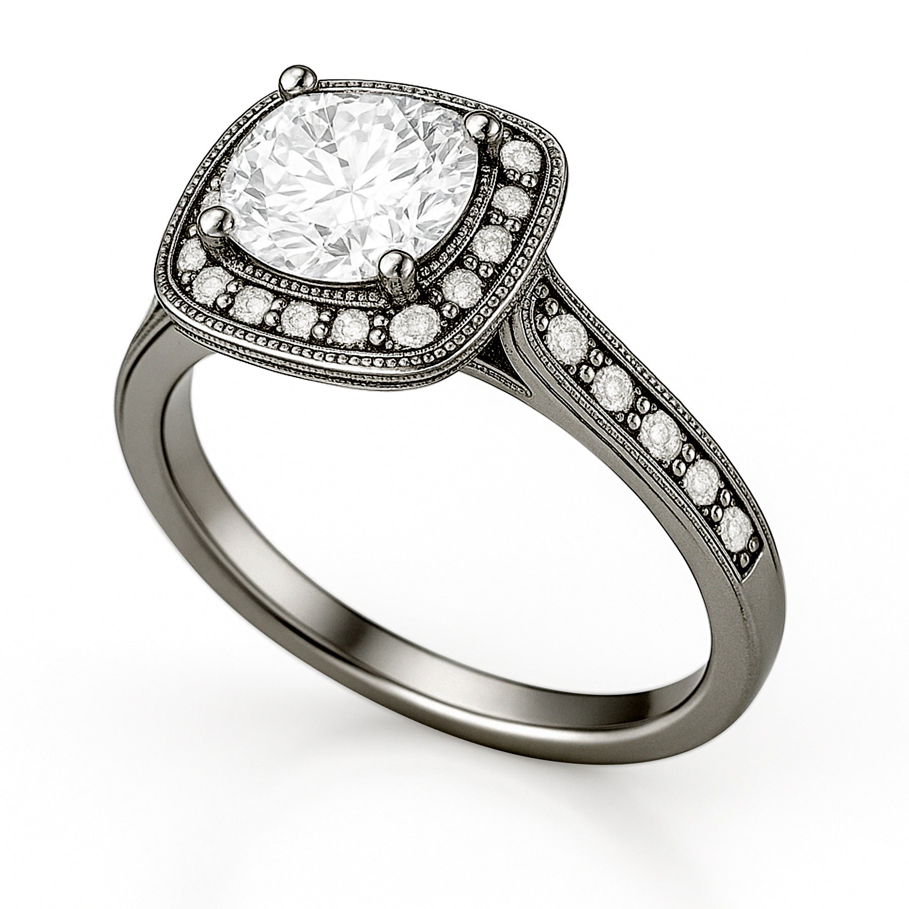 Certified 1 Ct Round Lab Diamond Vintage Halo Engagement Ring