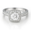 Certified 1 Ct Round Lab Diamond Vintage Halo Engagement Ring