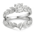 Certified 1 Ct Round Lab Diamond Leafy Bridal Set