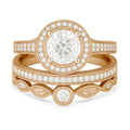 Certified 1.10 Ct Round Lab Diamond Halo Vintage Pave Trio Set