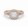 1.35 Ct Round Moissanite Halo Split Shank Engagement Ring