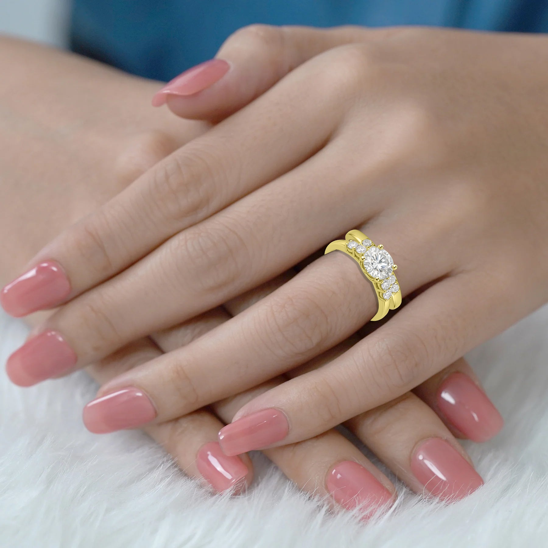 1.20 Ct Round Moissanite Classic Bridal Set