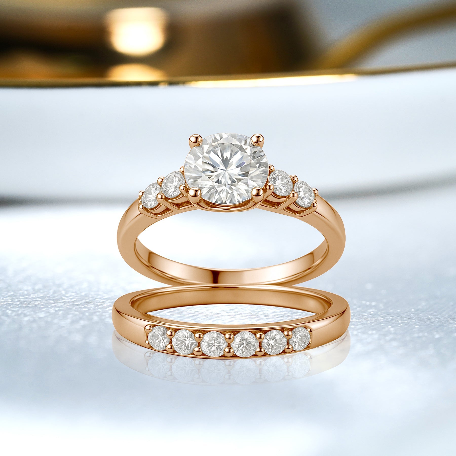 1.20 Ct Round Moissanite Classic Bridal Set