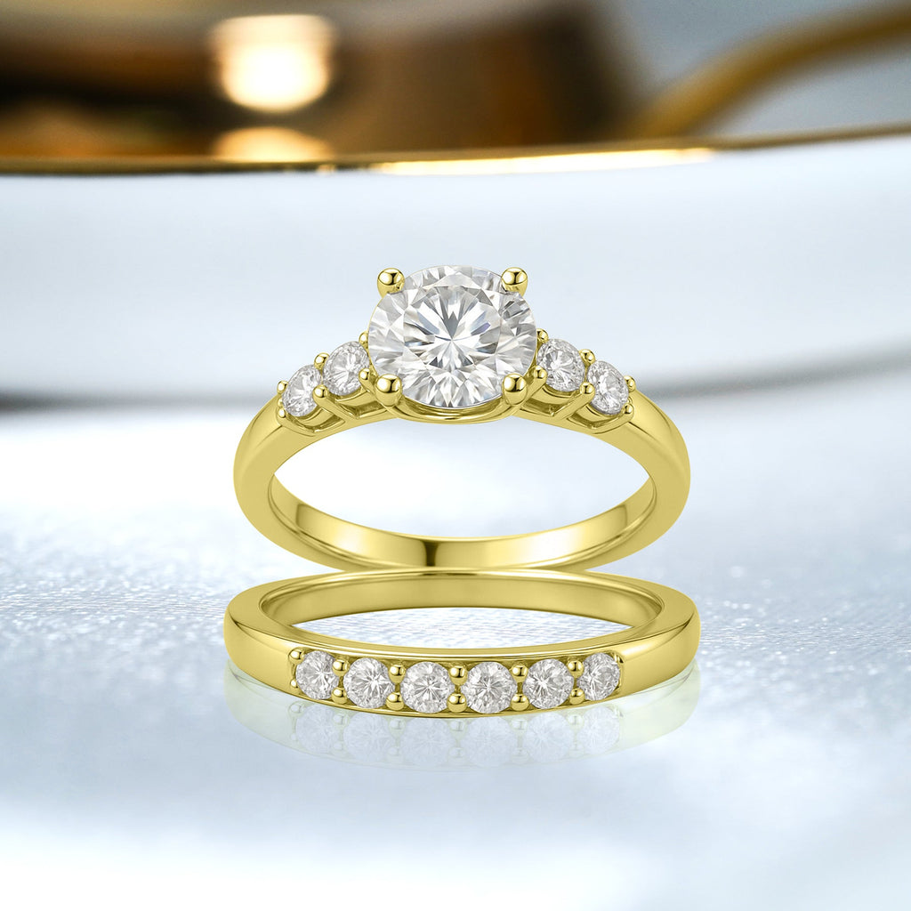 1.20 Ct Round Moissanite Classic Bridal Set