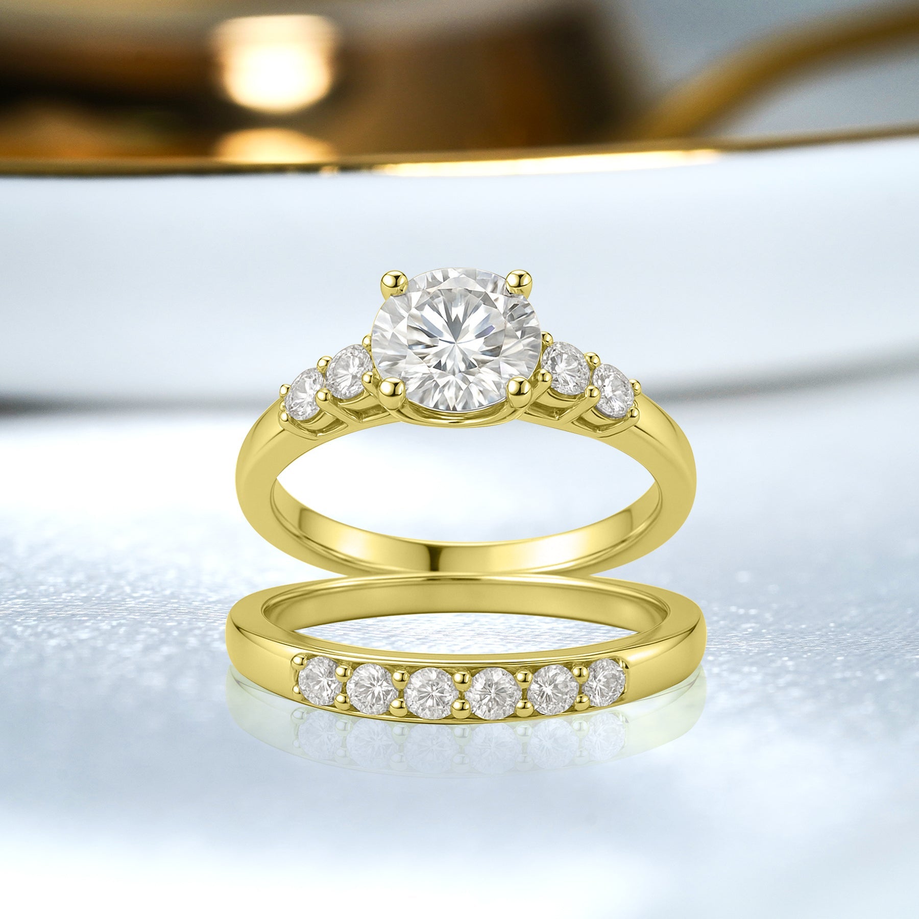 1.20 Ct Round Moissanite Classic Bridal Set