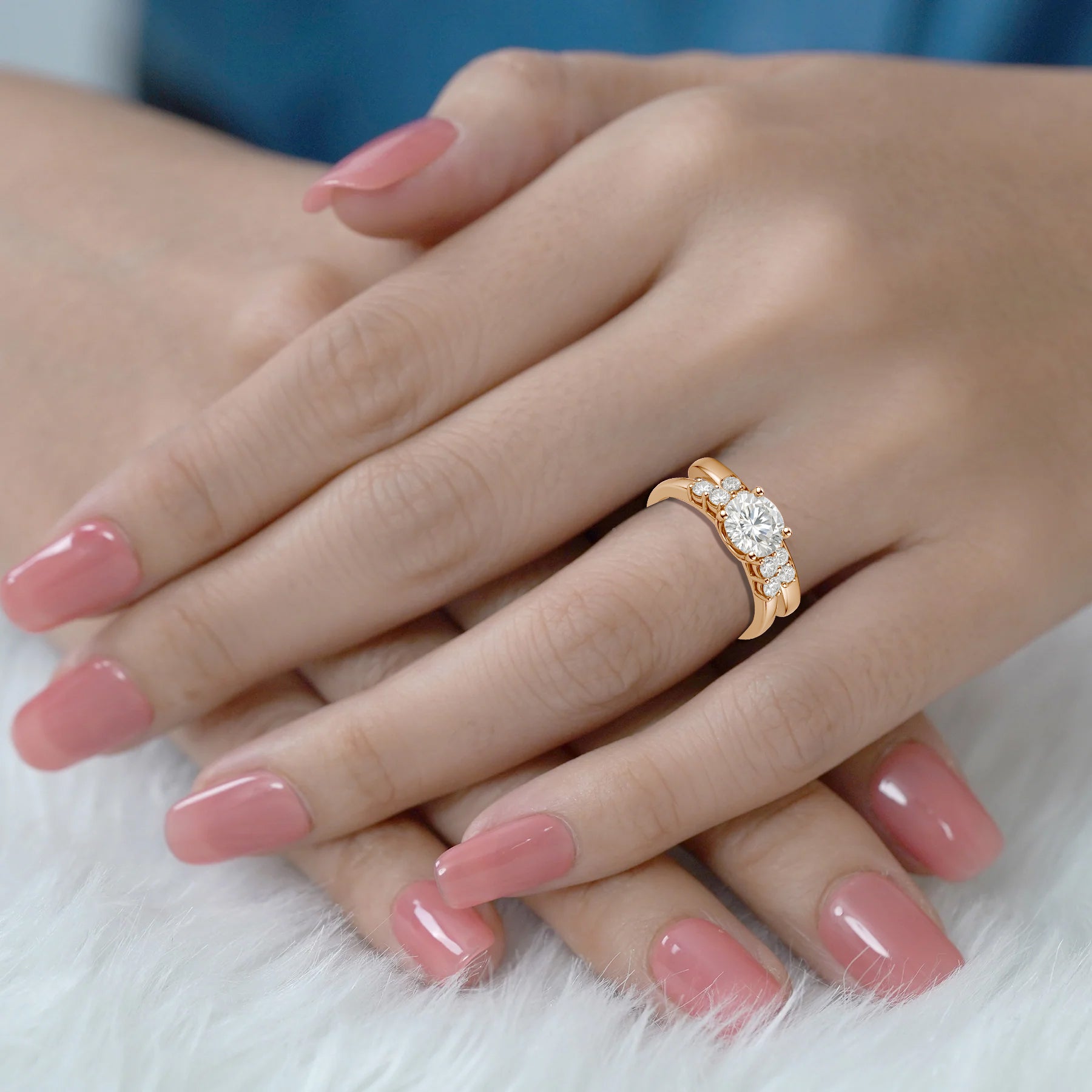 1.20 Ct Round Moissanite Classic Bridal Set