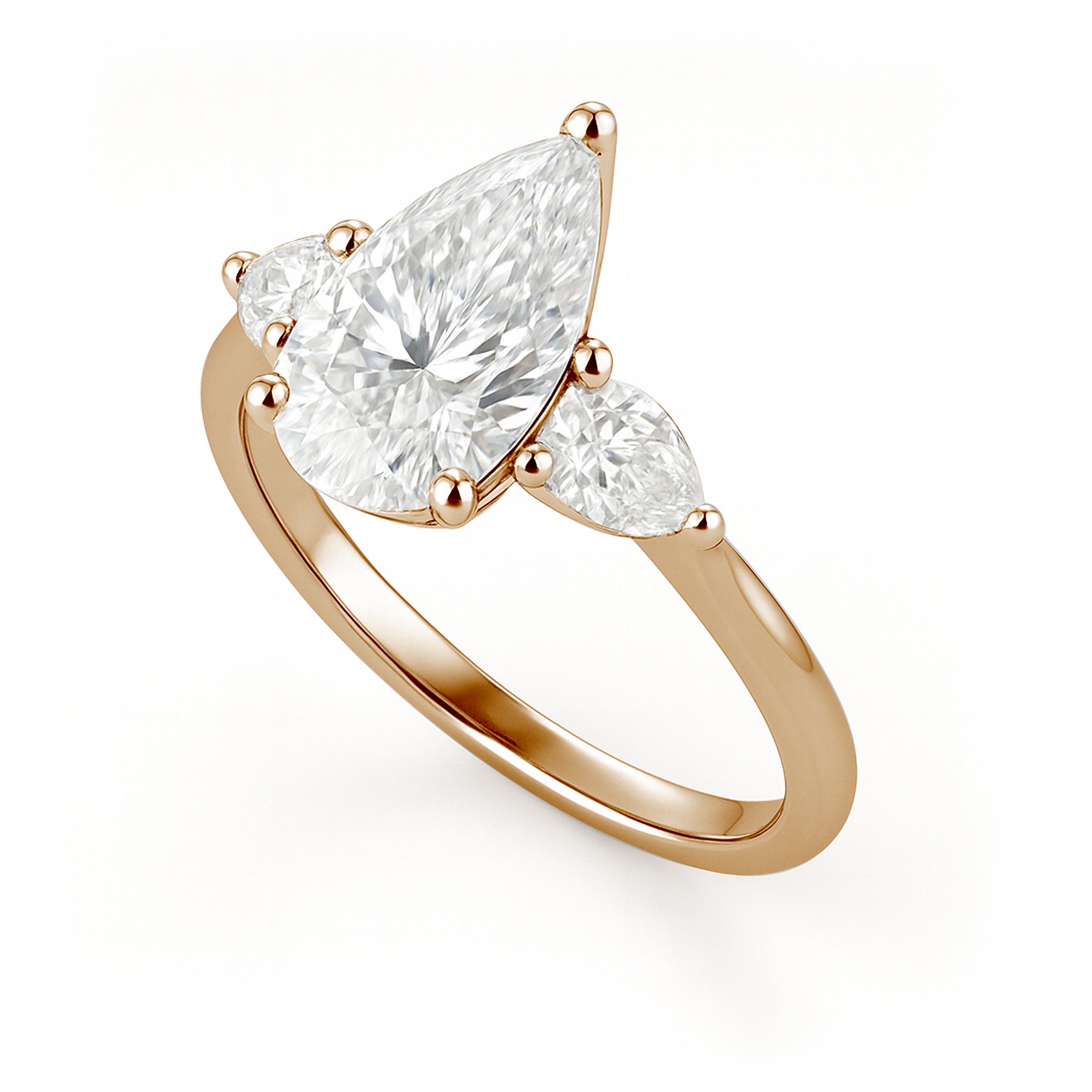 1.10 Ct Pear Moissanite Three-Stone Engagement Ring