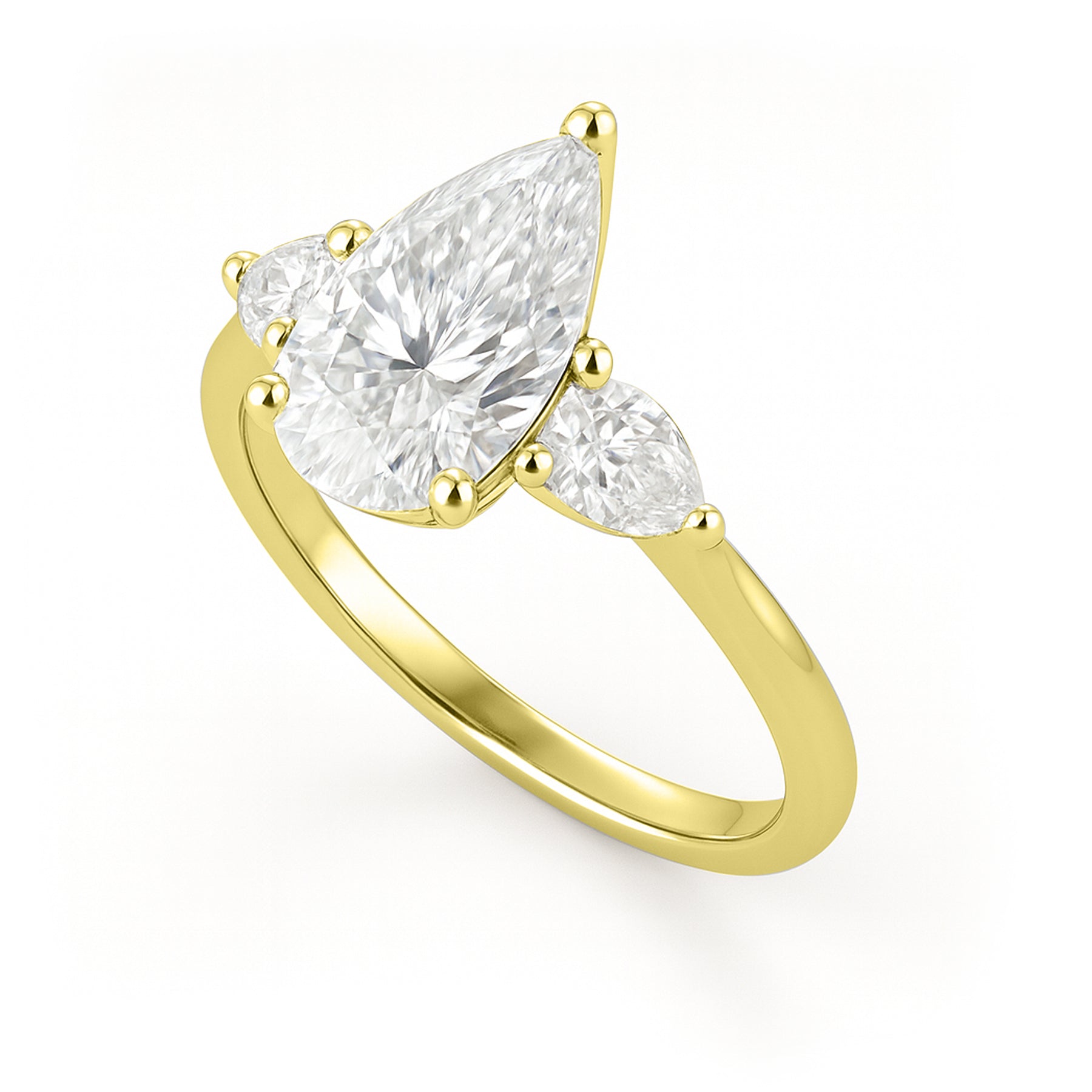 1.10 Ct Pear Moissanite Three-Stone Engagement Ring