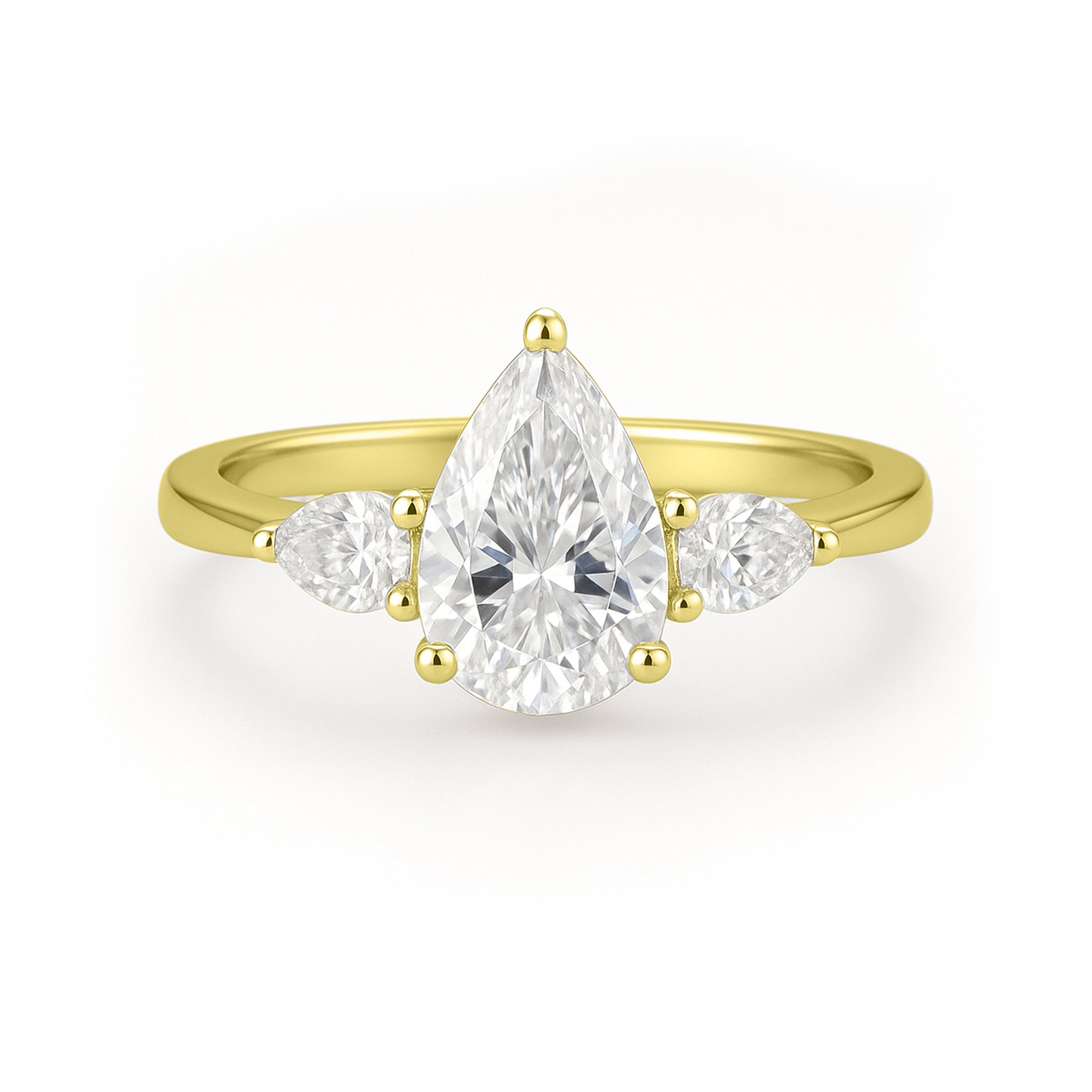 1.10 Ct Pear Moissanite Three-Stone Engagement Ring