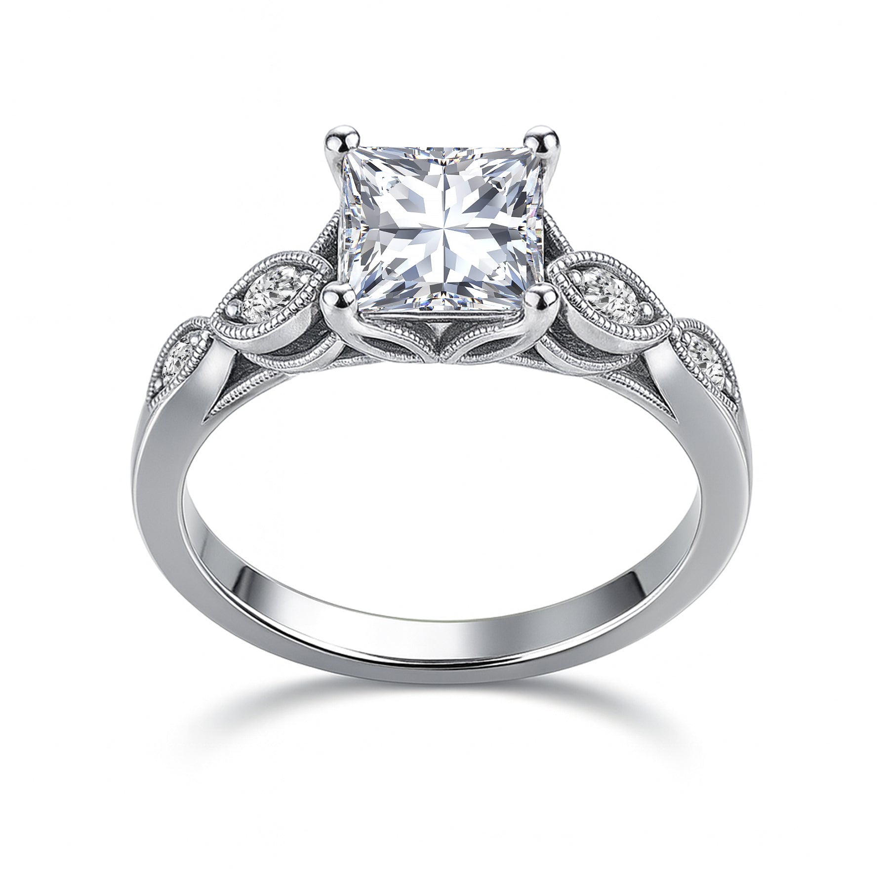 1.15 Ct Princess Moissanite Vintage-Inspired Engagement Ring