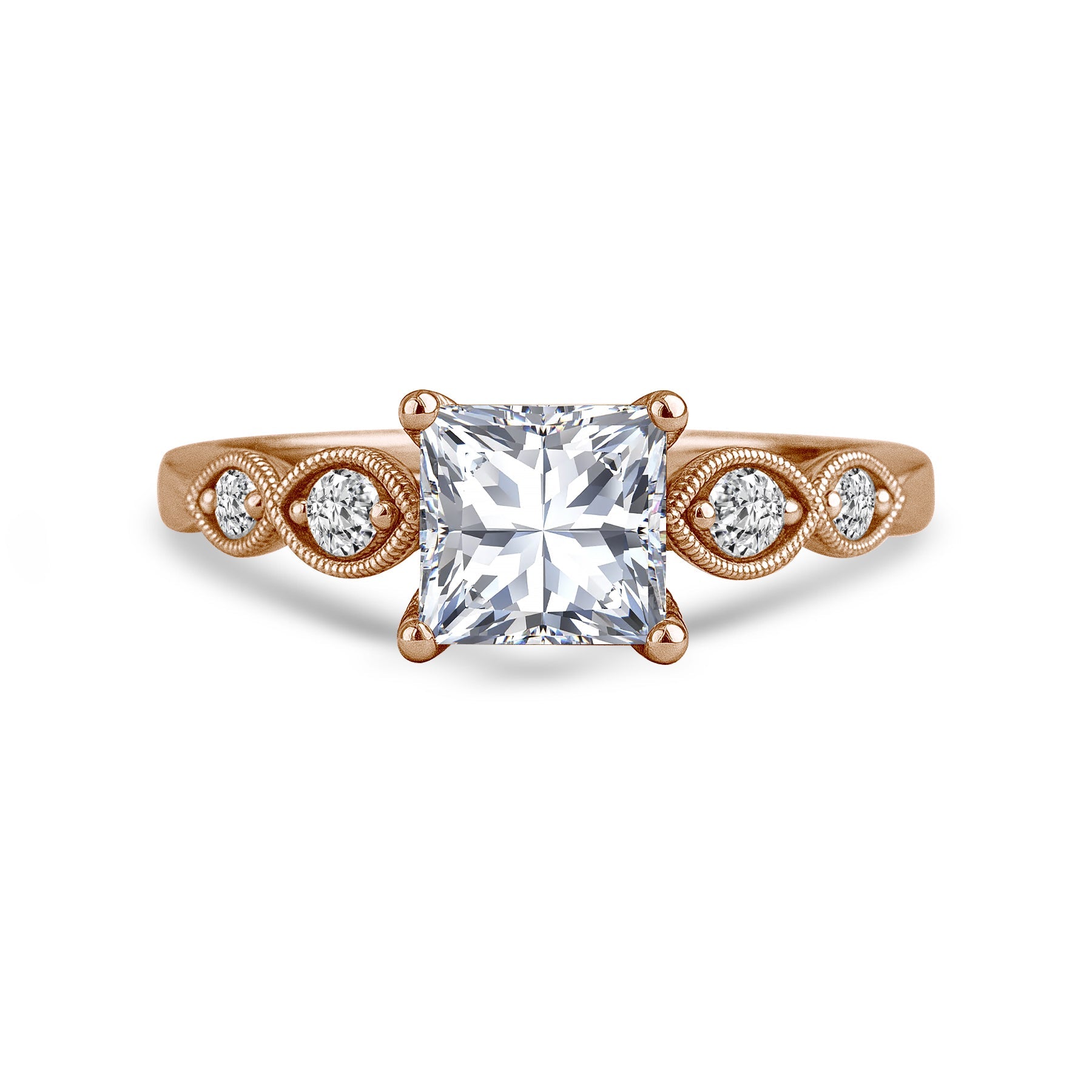 1.15 Ct Princess Moissanite Vintage-Inspired Engagement Ring