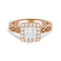 1.05 Ct Princess Moissanite Halo Vintage Engagement Ring
