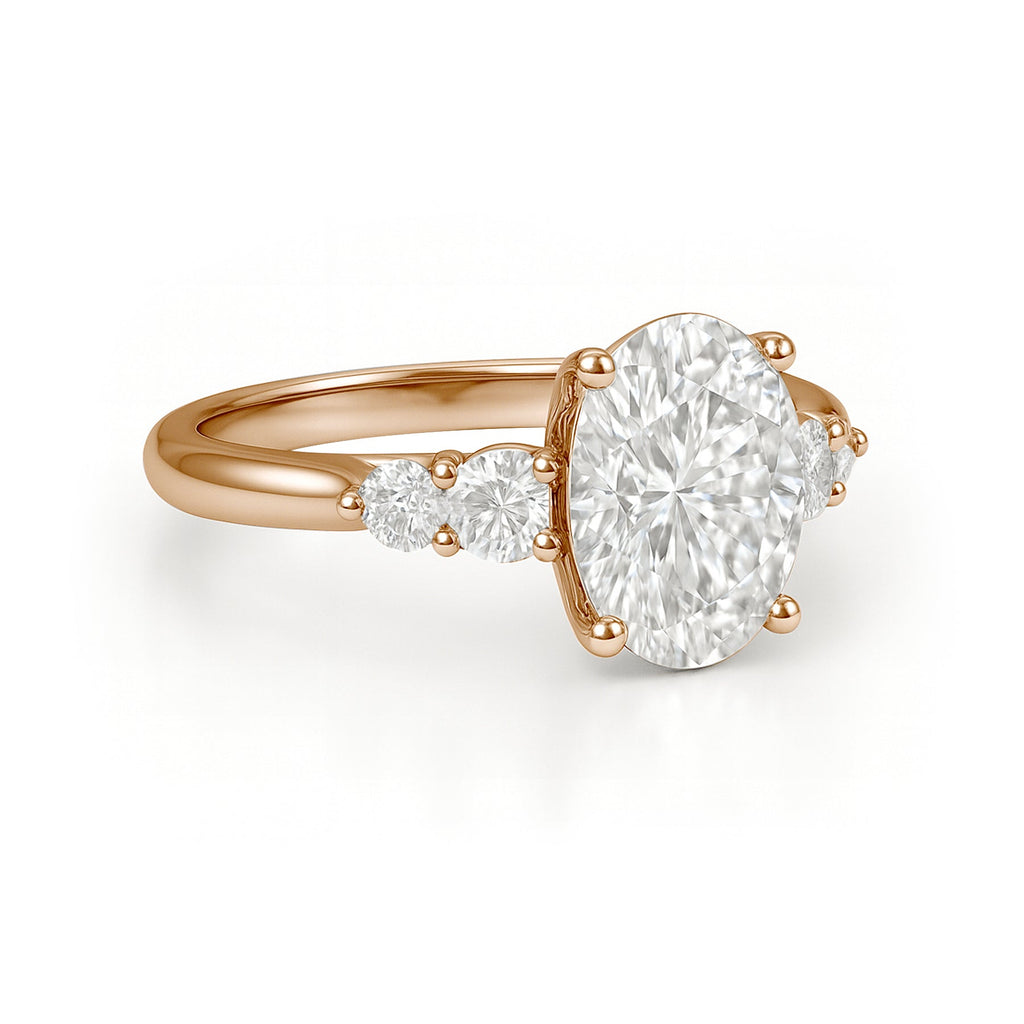 1.10 Ct Oval Moissanite Five-Stone Engagement Ring