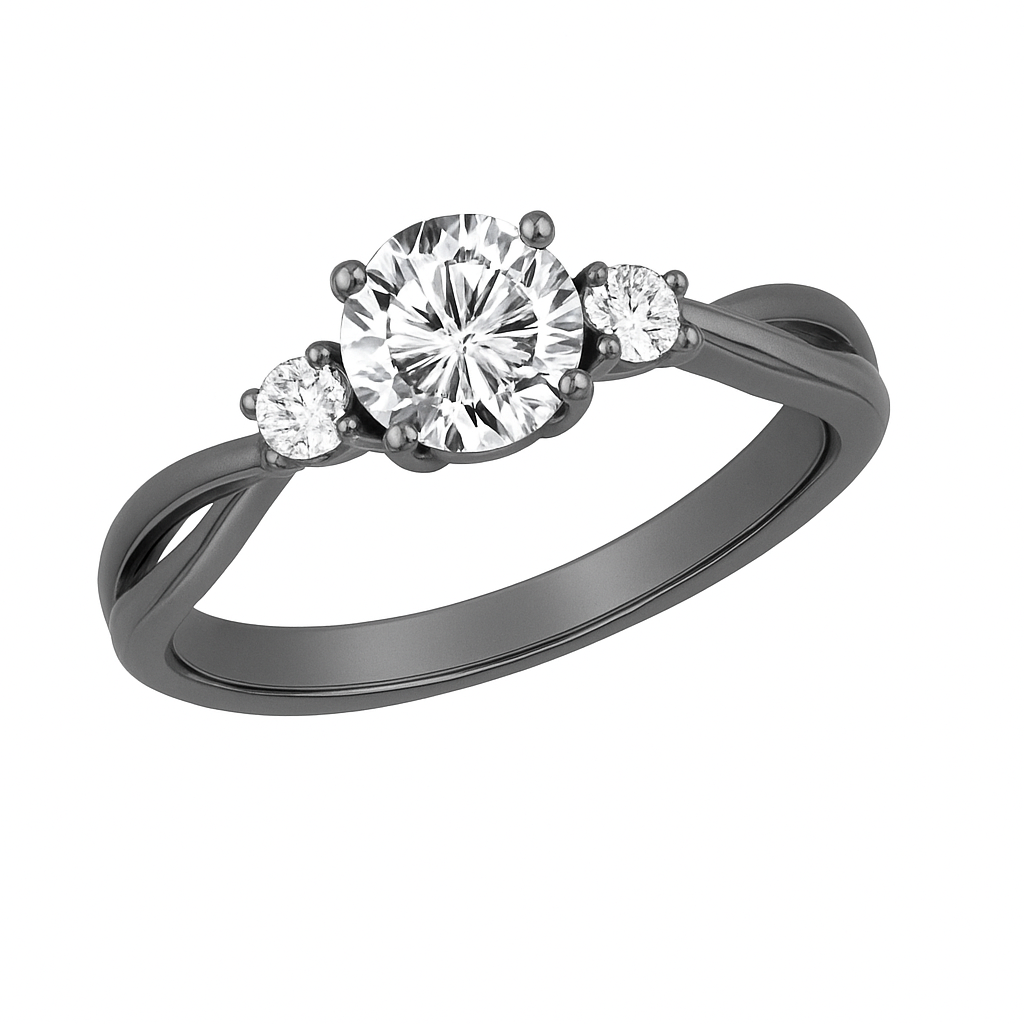Certified 1.10 Ct Round Lab Diamond Three-Stone Twisted Engagement Ring
