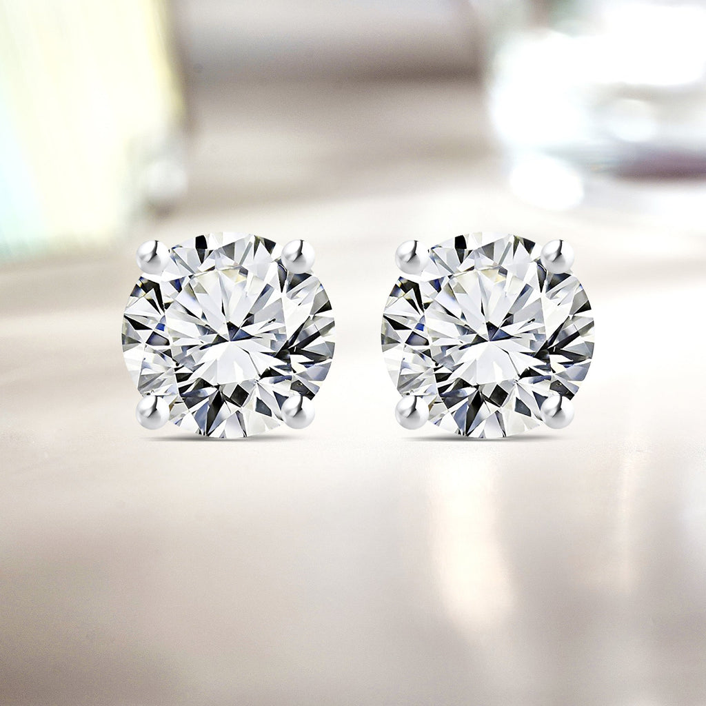 Certified 1.25 Carat Round Cut Lab Grown Diamond Earrings for Women 18k White Gold Plated Solitaire Studs