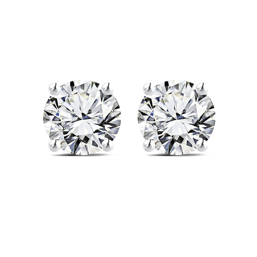 Certified 1.25 Carat Round Cut Lab Grown Diamond Earrings for Women 18k White Gold Plated Solitaire Studs