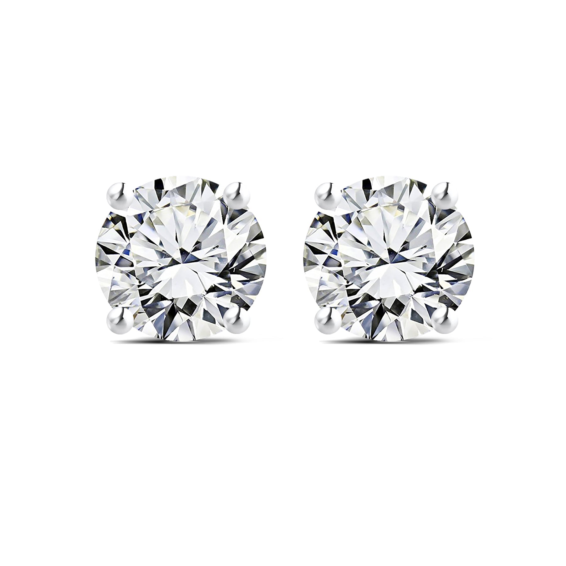 Certified 1.25 Carat Round Cut Lab Grown Diamond Earrings for Women 18k White Gold Plated Solitaire Studs