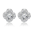 1 carat Beautiful Flower Halo Round Shaped - SWAROVSKI Moissanite - April Birthstone Stud Earrings in 18K White Gold over Silver