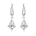 Fancy 1.75 Carat Kite Shaped Moissanite Dangle Earrings in 18K White Gold over Silver