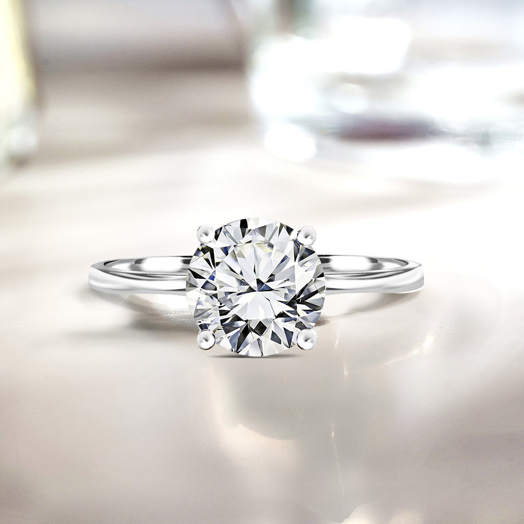 Certified 0.25 Carat Lab Grown Diamond Solitaire Engagement Ring in 18K White Gold Over Silver