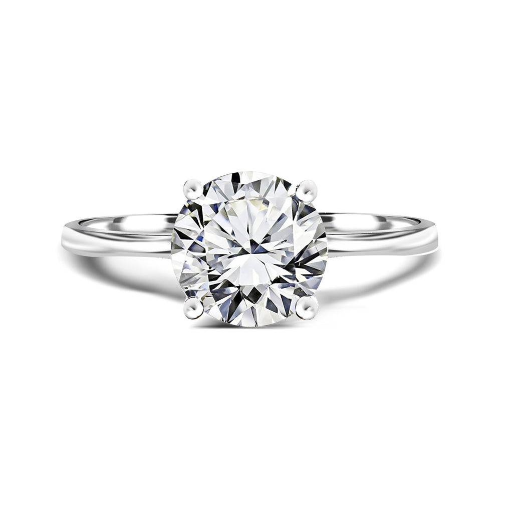 Certified 0.50 Carat Lab Grown Diamond Solitaire Engagement Ring in 18K White Gold Over Silver