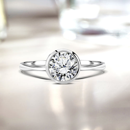 1 Carat Round Lab Diamond Bezel Engagement Ring