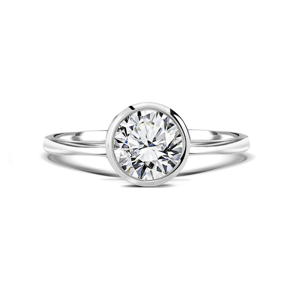 1 Carat Round Cut Moissanite Bezel Engagement Ring