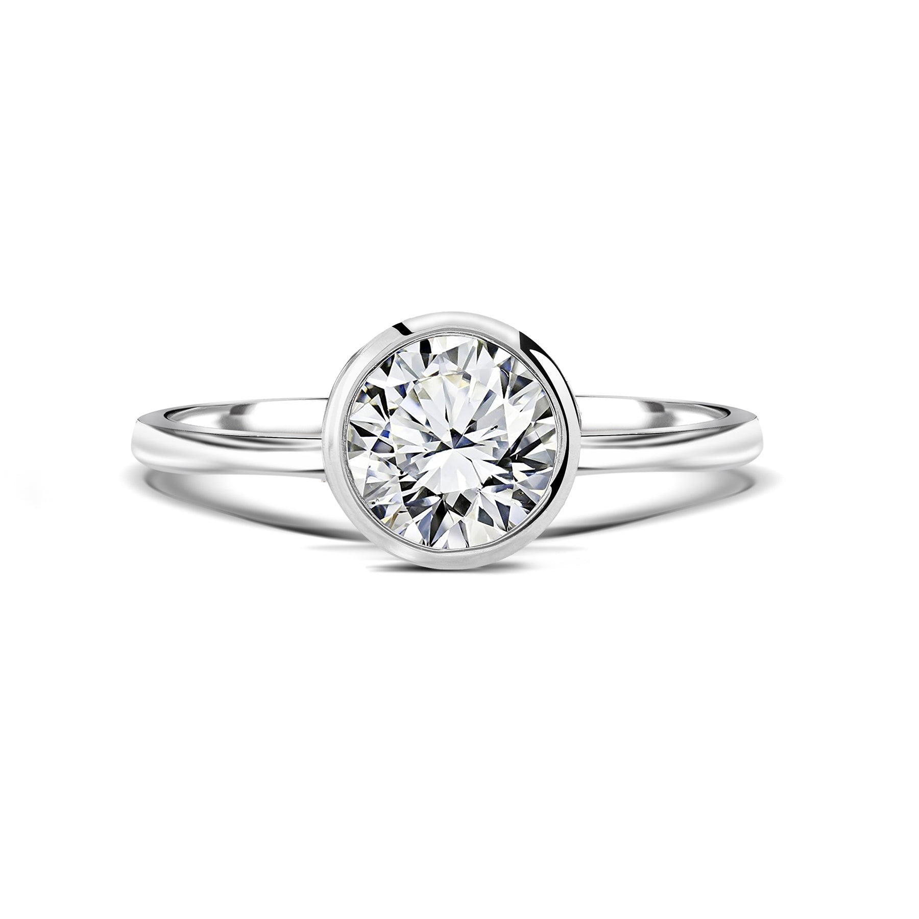 Certified 1 Carat Round Lab Diamond Bezel Engagement Ring