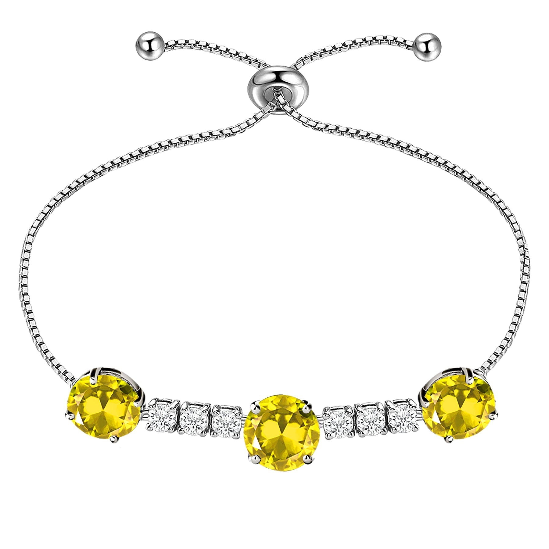 7.25 Carat November Birthstone - with Crystal Made with Swarovski - Adjustable Bracelet in White Gold Plating