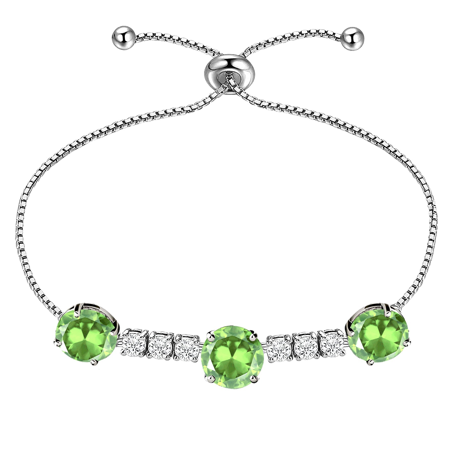 7.25 Carat August Birthstone - with Crystal Made with Swarovski - Adjustable Bracelet in White Gold Plating