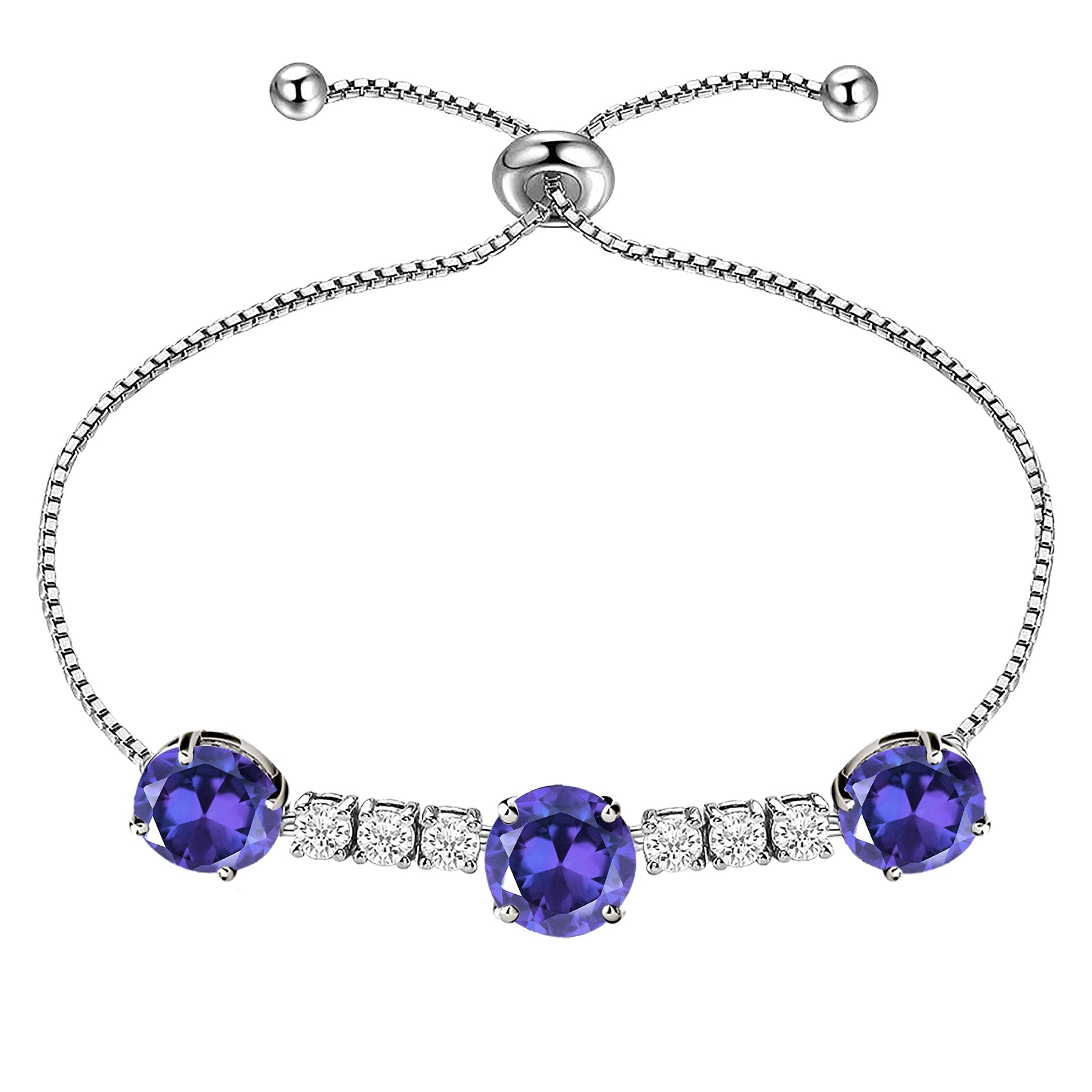 7.25 Carat June Birthstone - with Crystal Made with Swarovski - Adjustable Bracelet in White Gold Plating