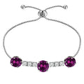 7.25 Carat February Birthstone - with Crystal Made with Swarovski - Adjustable Bracelet in White Gold Plating