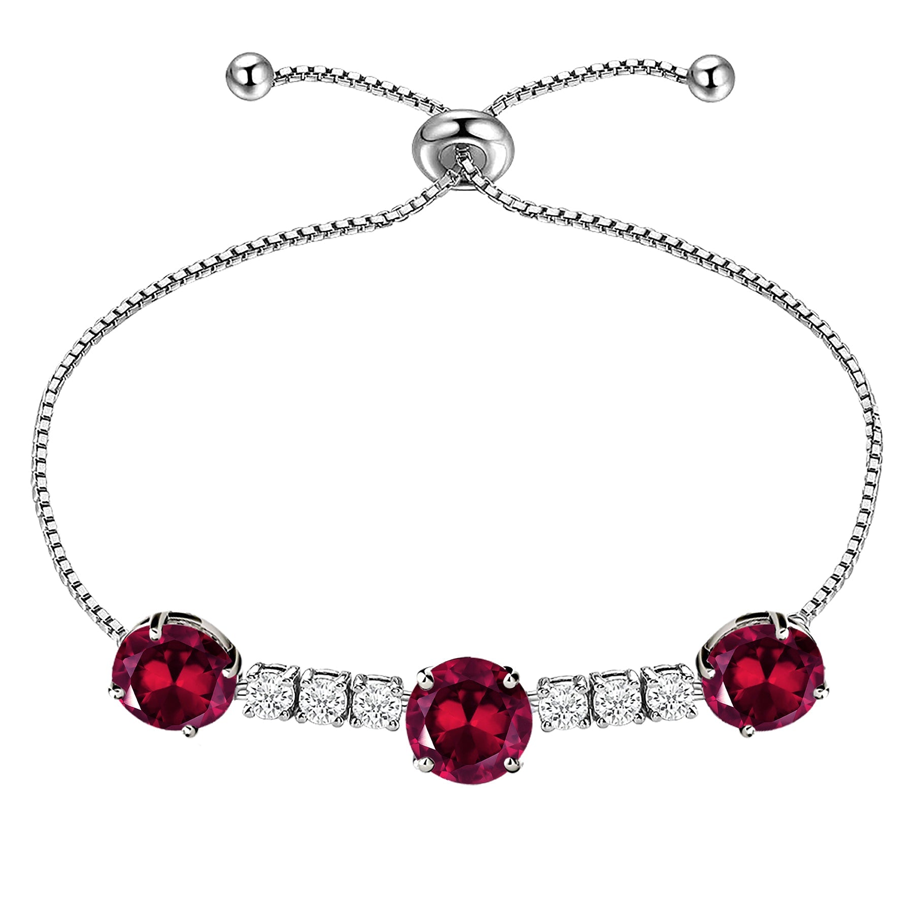 7.25 Carat July Birthstone - with Crystal Made with Swarovski - Adjustable Bracelet in White Gold Plating
