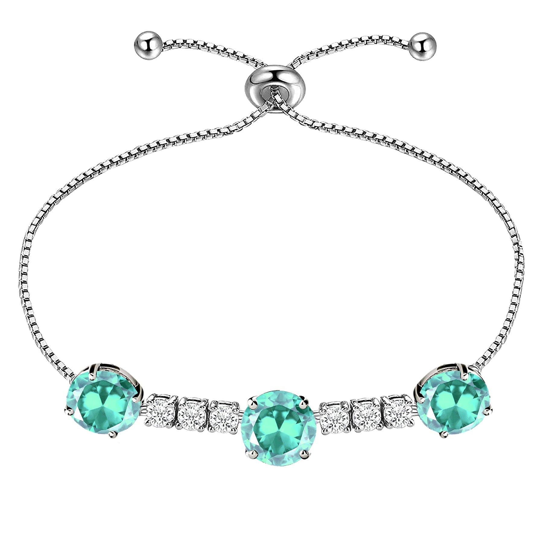 7.25 Carat December Birthstone - with Crystal Made with Swarovski - Adjustable Bracelet in White Gold Plating