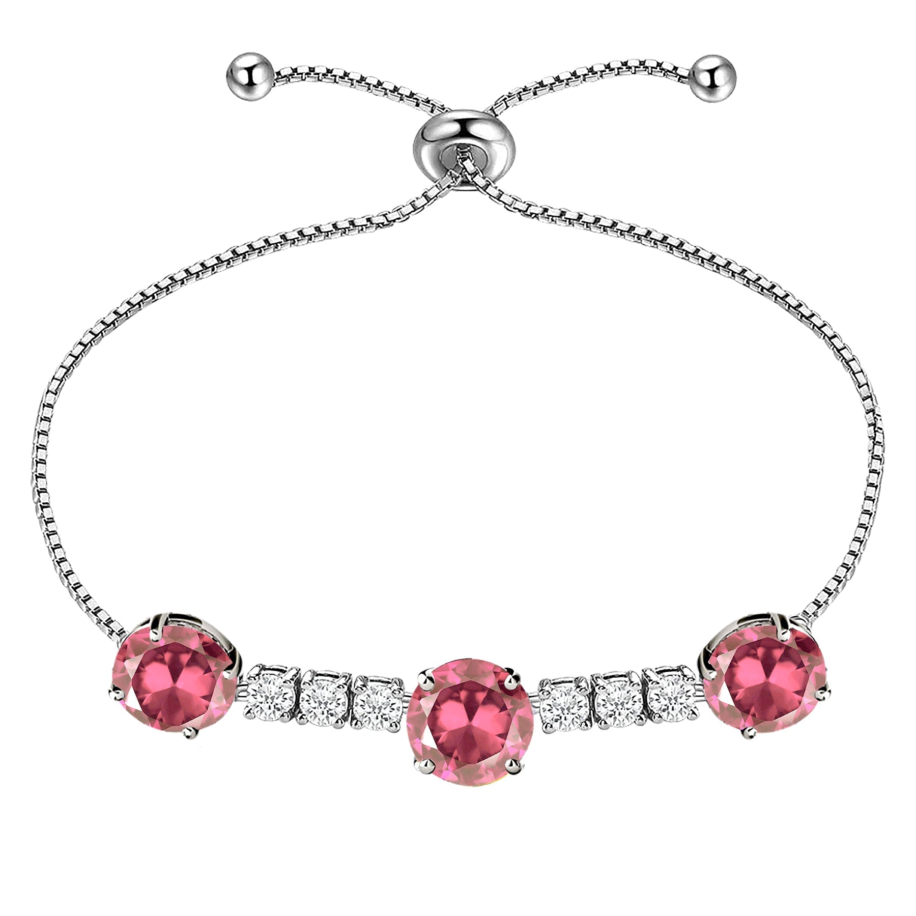 7.25 Carat October Birthstone - with Crystal Made with Swarovski - Adjustable Bracelet in White Gold Plating
