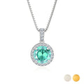 2 Carat December Birthstone Necklace - with Crystal Made with Swarovski - Halo Round Cut Necklace Pendant in White Gold Plating