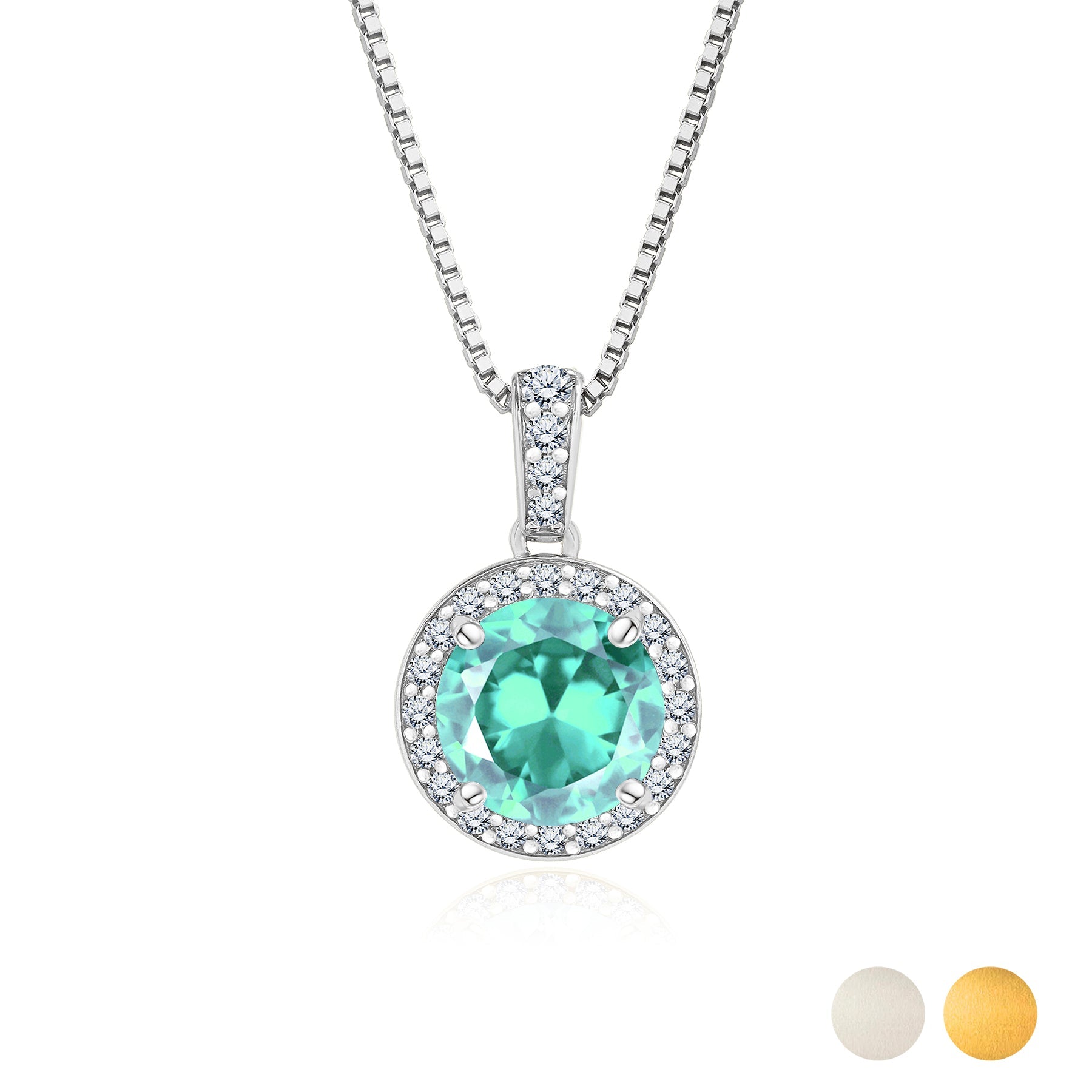 2 Carat December Birthstone Necklace - with Crystal Made with Swarovski - Halo Round Cut Necklace Pendant in White Gold Plating