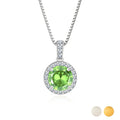 2 Carat August Birthstone Necklace - with Crystal Made with Swarovski - Halo Round Cut Necklace Pendant in White Gold Plating
