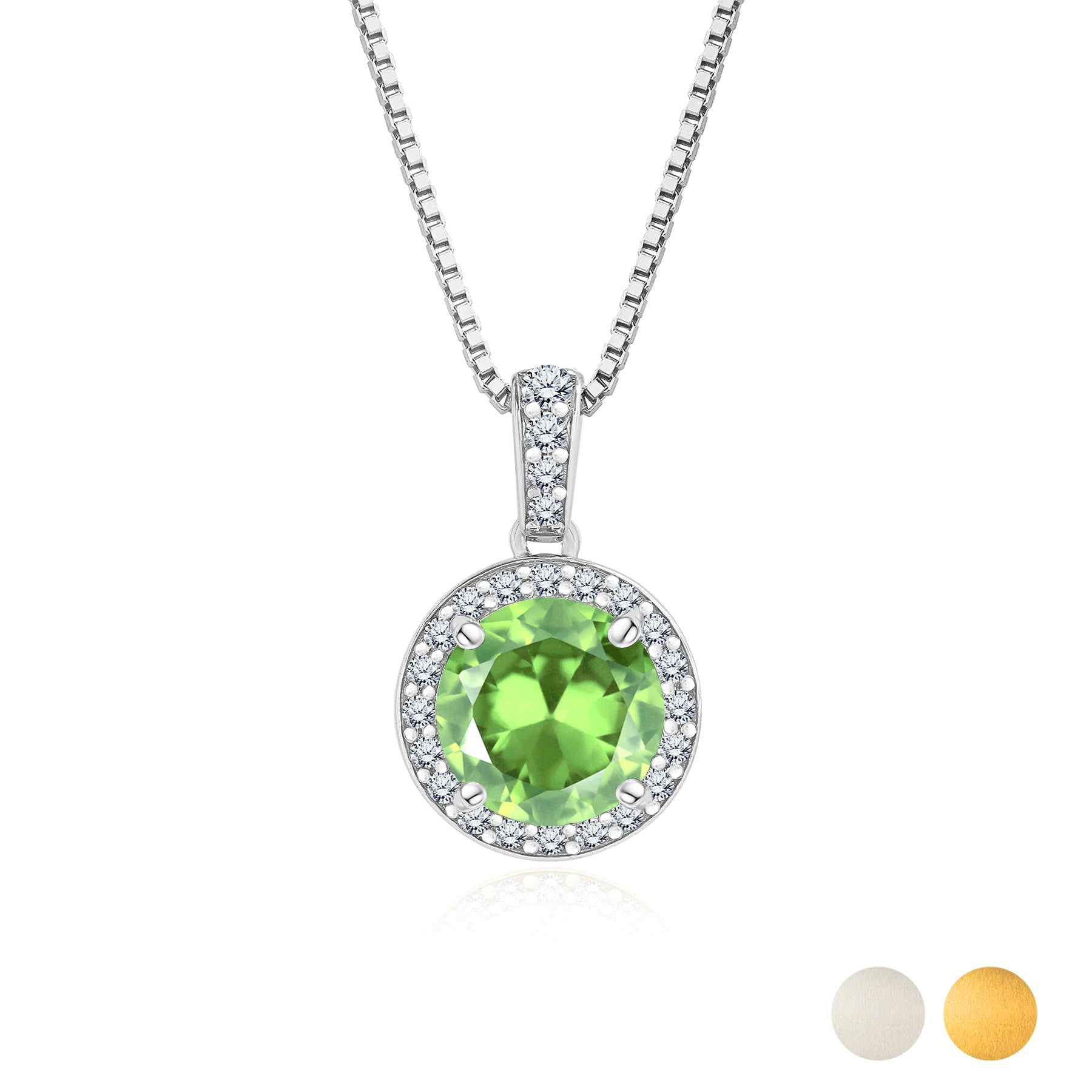 2 Carat August Birthstone Necklace - with Crystal Made with Swarovski - Halo Round Cut Necklace Pendant in White Gold Plating