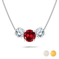 2.75 Carat January Birthstone Necklace - with Crystal Made with Swarovski - Round Cut Three Stones Pendant in White Gold Plating