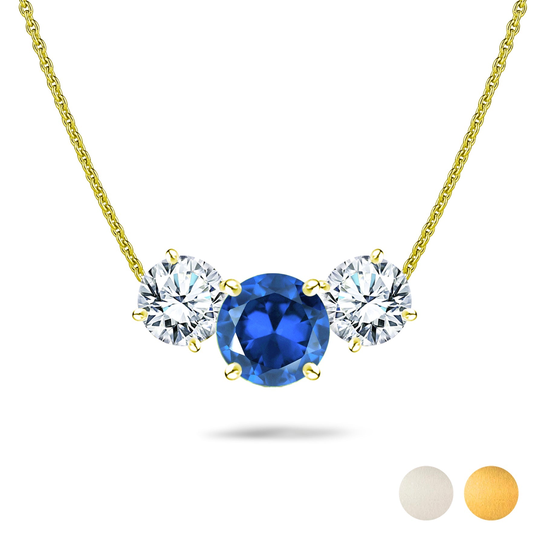 2.75 Carat September Birthstone Necklace - with Crystal Made with Swarovski - Round Cut Three Stones Pendant in White Gold Plating