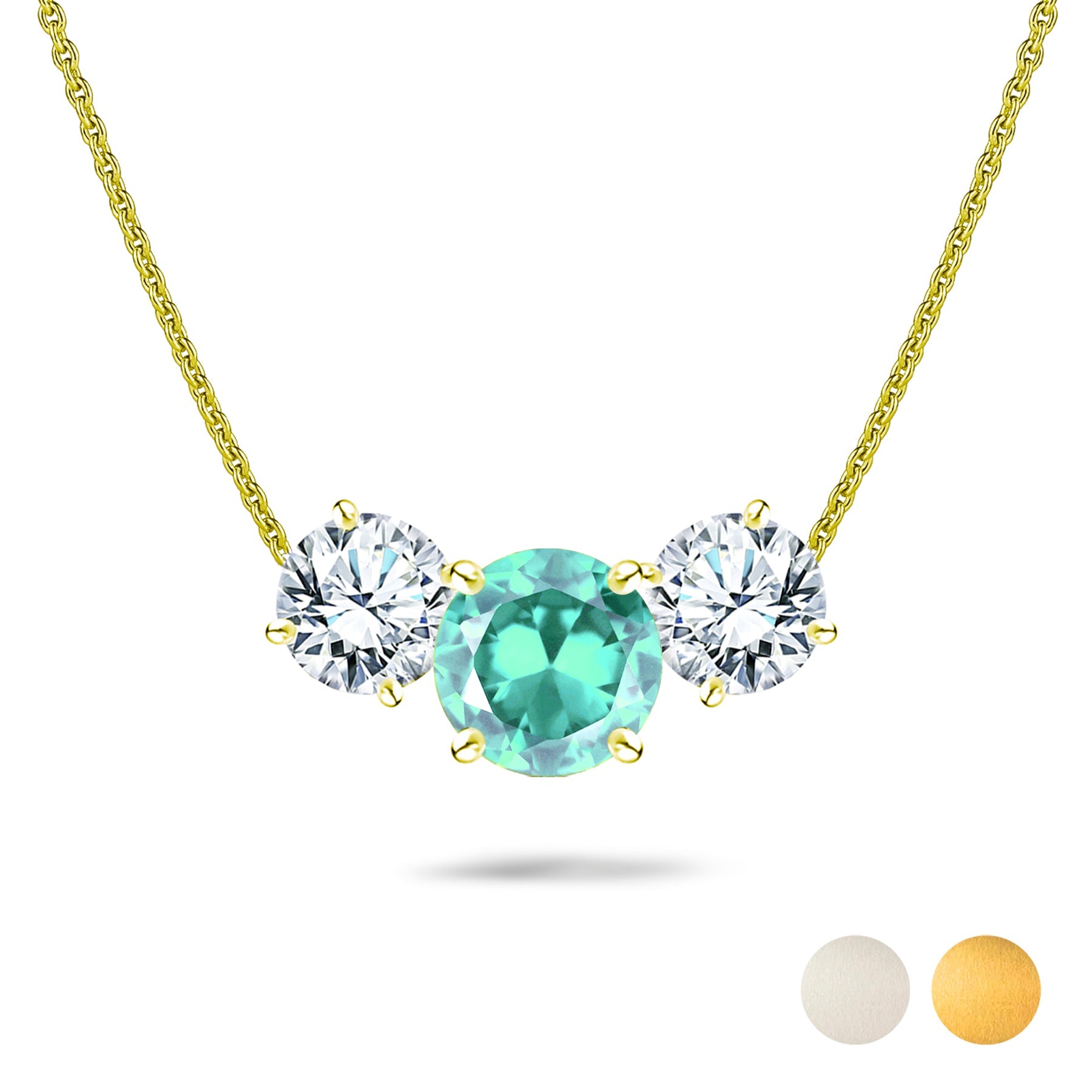 2.75 Carat December Birthstone Necklace - with Crystal Made with Swarovski - Round Cut Three Stones Pendant in White Gold Plating