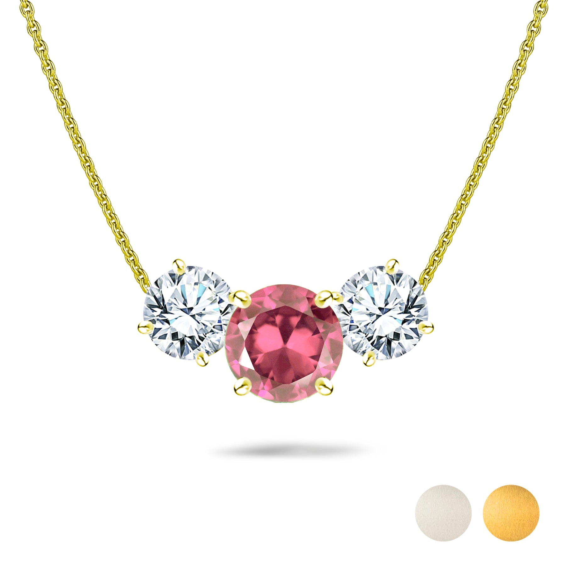 2.75 Carat October Birthstone Necklace - with Crystal Made with Swarovski - Round Cut Three Stones Pendant in White Gold Plating