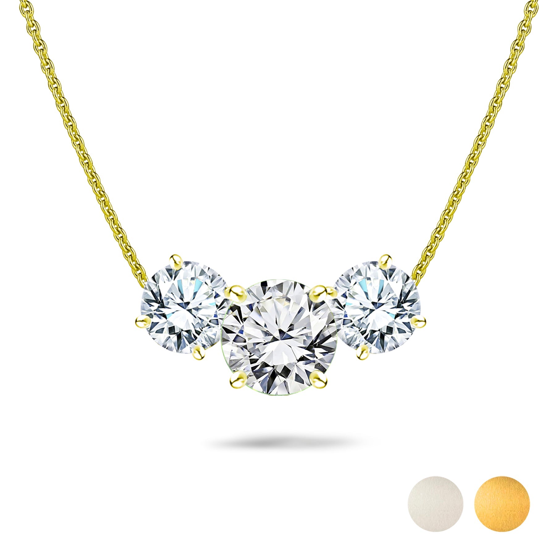 2.75 Carat April Birthstone Necklace - with Crystal Made with Swarovski - Round Cut Three Stones Pendant in White Gold Plating