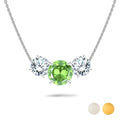 2.75 Carat August Birthstone Necklace - with Crystal Made with Swarovski - Round Cut Three Stones Pendant in White Gold Plating